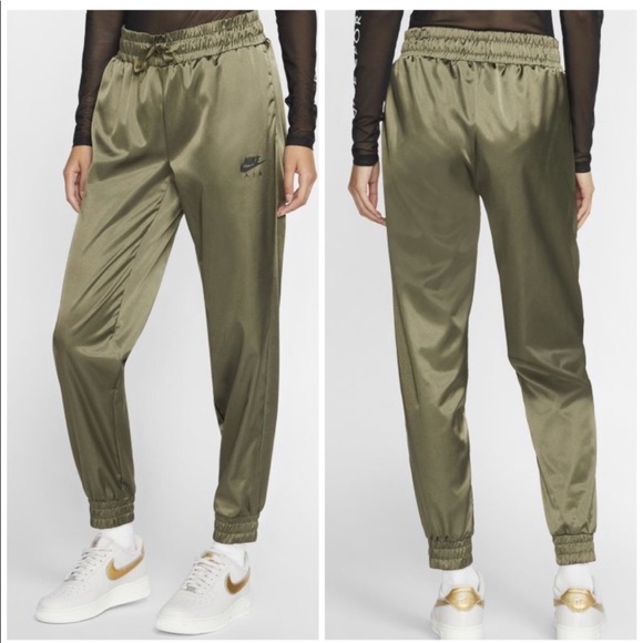 Nike Air Satin Joggers Olive Green Size 